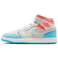 Womens Air Jordan 1 Mid 'Sail Hot Lava Blue Chill' (women's sizes) Sail / Hot Lava / Muslin / Blue Chill Vintage Basketball Shoes IM7420 133 38.5 white