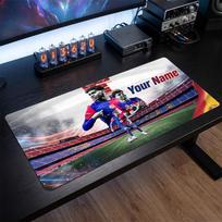 Lamine Yamal Custom Large Mouse Pad, Personalized Name Text Print, Football Logo Non‑Slip Desk Mat Gaming Gift 30cmx60cm white
