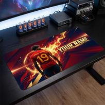 Lamine Yamal Custom Large Mouse Pad, Personalized Name Text Print, Football Logo Non‑Slip Desk Mat Gaming Gift 30cmx60cm