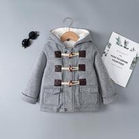 Boys Fleece-lined Wool Coats Children Hooded Winter Warm Jackets Kids Fashion Plush Velvet Outerwear Toddler Paddded Clothing 140 pilka