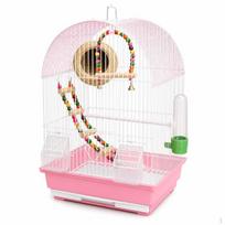 Bird Cage for Small Parrots and Finches, AntiSplash Design, with Accessories