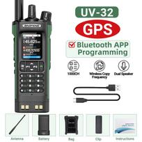 BAOFENG UV-32 GPS Walkie Talkie 10W Multi Band Bluetooth Programming Wireless Copy Frequency NOAA Long Range Ham Two Way Radio EURO
