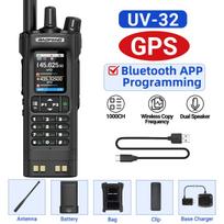 BAOFENG UV-32 GPS Walkie Talkie 10W Multi Band Bluetooth Programming Wireless Copy Frequency NOAA Long Range Ham Two Way Radio EURO