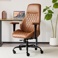 The desk chair, the chair, the high-back office chair, the rubber support column and the backrest of the high-rolling swivel top. Brown leather seats 50 x 50 x 117 cm ruda
