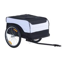 Bike Trailer Cargo in Steel Frame Extra Bicycle Storage Carrier with Removable Cover and Hitch (White and Black) 130 x 77 x 65 cm