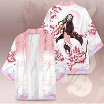 Anime Kimono Demon Slayer Kimetsu no Yaiba Japonijos apsiaustas Kimono Haori Yukata Cosplay marškiniai paltai Moteriški vyriški vasariniai drabužiai S white