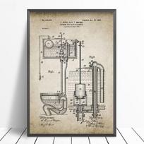 Vonios reikmenys Patentas Retro plakatas Nuplaunamas tualetinis popierius Tualeto dangtis Patentas Vintažinis Sieninis Menas Drobė Tapyba Prausyklos dekoro poros 21*30cm