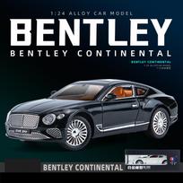 1/24 Bentley Continental GT modelio automobilis, lydinio liejimo kolekcionuojamas, traukiamas automobilio žaislas su garsu ir šviesa, duris galima atidaryti berniukams, mergaitėms, dovana 1/24-22.5x8.3x6cm juoda
