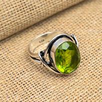 Žavingas Peridotas brangakmenis 925 Sterling Sidabras rankų darbo papuošalų žiedas moterims 8 žalia