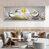 Šiuolaikinės prabangios drobės tapyba Vyno stiklas Burlaivis Dekoratyviniai paveikslai Sienų menas Kinų auksas Svetainės miegamojo dekoras Cuadros 60x180CM NO Frame narcizo spalva