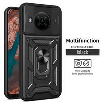 Dėklas Nokia G10 G20 X100 Stumdomas Kameros Apsaugos Telefono Dėklas Nokia C1 C10 C20 C30 Magnetinis Automobilinis Žiedo Stovas Galinis Dangtelis For Nokia C30 juoda