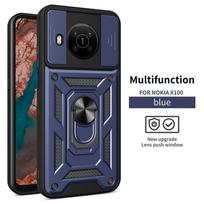 Dėklas Nokia G10 G20 X100 Stumdomas Kameros Apsaugos Telefono Dėklas Nokia C1 C10 C20 C30 Magnetinis Automobilinis Žiedo Stovas Galinis Dangtelis For Nokia G20 mėlyna