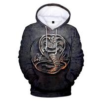 Madingi gobtuvai Cobra Kai TV serialas 3D spausdinimo megztinis vyrams moterims laisvalaikio gatvės drabužiai gobtuvas Harajuku vaikams berniukas mergaitė paltai drabužiai S gray
