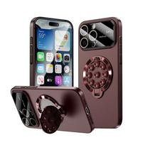 Prabangus siurbtuko laikiklis Telefono dėklas iPhone 16 15 14 13 12 11 Pro Max Plus Magsafe Magnetinis Matinis Sulankstomas Stovas Objektyvo Plėvelės Dangtelis For iPhone 14 Plus raudona