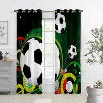 Žali Reinio Laukas Futbolo Užuolaidos, Namų Užuolaidos, 2 Panelės, Vaikų Kambarys, Svetainė, Miegamasis, Balkono Dekoras W50X130H(CM)X2PCS&Rod pocket black