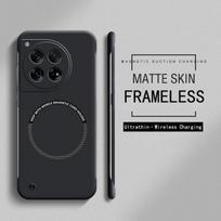 Magnetinis plonas berėmio dėklas, skirtas Magsafe Oneplus 13 12 12R 11 11R 10 10T 9RT 9 Pro belaidžio įkrovimo kietojo kompiuterio matinis galinis dangtelis for Oneplus 13 juoda
