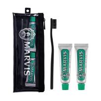 Marvis kelioninis rinkinys (Klasikinė Mėta 10ml*2 + Dantų šepetėlis (Pasirinkite 1 iš 2 tipų) + Plastikinis maišelis) Marvis travel SET (black toothbrush) black