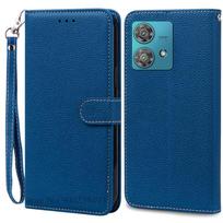 Skirta Motorola Edge 40 Neo dėklas Odinė piniginė Atverčiamas dėklas Moto Edge 40 Neo dangtelis Coque Fundas Skirta Moto Edge 40Neo telefono dėklas For Moto Edge 40 Neo blue