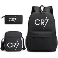 CR7C Luo Backpack Sports Peripheral Printed Backpack Children's Student School Bag Shoulder Bag Pencil Bag Three-piece Set Backpack black