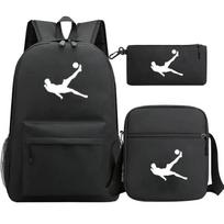 CR7C Luo Backpack Sports Peripheral Printed Backpack Children's Student School Bag Shoulder Bag Pencil Bag Three-piece Set Backpack