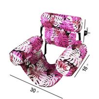 Sulankstomas pripučiamas vandens gultas su tinkliniu hamaku ir dvipusiu atlošu Backrest With Foam Board pink