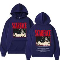 Classic Film Scarface Tony Montana Men Women Hoodies Long-sleeved Sporty Loose Hip-hop Street Fleece Autumn Winter Sweatshirts S black