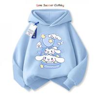 Merginos gobtuvas Mielas Cinnamoroll bliuzonas su gobtuvu Vaikams Animacinis šuo drabužiai Berniuko gobtuvas Džemperis Kūdikio laisvalaikio viršus 140 white