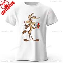 „Wile E Coyote“ grafiniai marškinėliai vyrams ir moterims, Y2K manga, gatvės apranga, anime, drabužiai, mada, harajuku, estetika, laisvalaikio marškinėliai, marškinėliai be rankovių. 3XL white