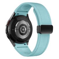 Leather+Silicone Strap for Samsung Galaxy Watch 7 6 5 4 FE 44mm 40mm 20mm Correa Bracelet Galaxy Watch6 Classic 47mm 43mm No Gaps Band Watch 4 classic 46mm dangaus mėlyna spalva