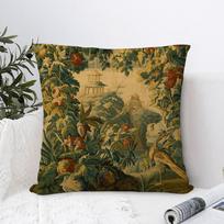 Aubusson gobeleno prancūziškas pagalvės užvalkalas dekoratyvinis sofos namų dvipusis spaudinys pliušinis kvadratinis mesti pagalvės užvalkalas pagalvės dekoras 16x16Inch beige