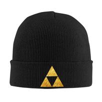 Gold Triforce Symbol Zelda Winter Skullies Beanies Hat Warm Autumn Knitted Hats Bonnet Caps for Women Men One Size black