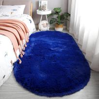 Ovalus purus kilimas Itin minkšti zoniniai kilimai miegamajam Pluoštinis švelnus kilimas vaikų kambariui Lovos šono darželio kilimėliai 60x160cm mėlyna
