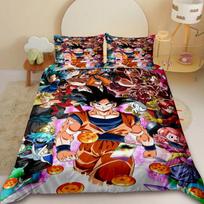 Anime antklodės užvalkalas D-Dragon-Ball patalynės komplektas Antklodės užvalkalas Super Saiyan antklodės užvalkalai su pagalvės užvalkalu miegamojo dekoravimui EU Single(135*200cm)3pcs black