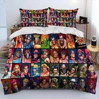 Street Fighter Retro Žaidimo Žaidėjo Lovos Patalynės Komplektas Viengulis Twin Pilnas Queen King Dydžio Poliesterio Antklodės Užvalkalas Antklodės Užvalkalų Komplektas AU Single(140*210cm)3pcs brown