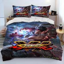 Street Fighter Retro Žaidimo Žaidėjo Lovos Patalynės Komplektas Viengulis Twin Pilnas Queen King Dydžio Poliesterio Antklodės Užvalkalas Antklodės Užvalkalų Komplektas AU Single(140*210cm)3pcs