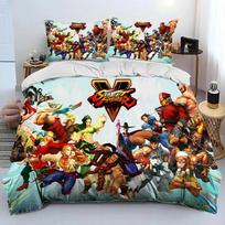 Street Fighter Retro Žaidimo Žaidėjo Lovos Patalynės Komplektas Viengulis Twin Pilnas Queen King Dydžio Poliesterio Antklodės Užvalkalas Antklodės Užvalkalų Komplektas AU Single(140*210cm)3pcs
