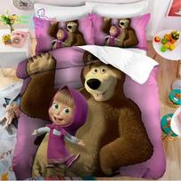 Prabangus Naujas Kawaii Mašos ir Meškos Patalynės Komplektas Viengulio, Dvigulio, Pilno Dydžio, Karalienės, Karaliaus Dydžio Patalynės Komplektas Suaugusiųjų Vaikų Miegamojo Patalynės Dovana EU Single(135*200cm)3pcs