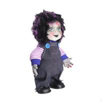 Helovino vaiduoklio lėlė, persekiojama, skirta vidaus ir lauko patalpoms, siaubo dekoravimo žaislas, šviečiantis, Helovino vakarėliui Purple Boy black