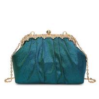 Women's bag fashion fold gradual change color clip women's shell bag dinner bag commuter versatile shoulder messenger bag mėlyna