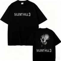 Vintage Gaming TShirt Silent Hill 2 3 Videogame Black Print Cotton Tee Casual Short Sleeve Tee Top Loose Tshirt Summer Unisex M gray