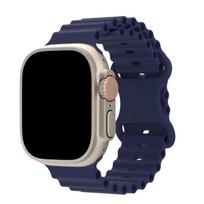 Ocean Strap For Apple Watch Ultra 3 2 1 Band 49mm Sport Silicone Bracelet Wristband For Watch Series 9 8 7 6 4 SE 42mm 44mm 45mm 42mm 44mm 45mm 49mm mėlyna