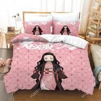 Anime Demon Slayer Beding Set Nezuko Kamado Soft Duvet Cover Warm Comforter Bed Linen Single Twin Ful Quen Sized Dimensions 3d Girl Young Boys Gift 140*200cm Double