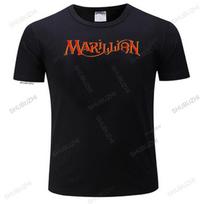 Marillion marškinėliai Britų roko grupės logotipas T-shirt ES dydis Apvalus kaklas Kvėpuojantis Aukštos kokybės Trumpomis rankovėmis Medvilniniai viršutiniai drabužiai L black
