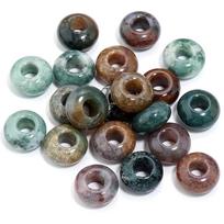 6 vnt. 14x8 mm natūralaus akmens karoliukai Agatas Tigro akis Jadas Abako formos Didelė skylė Laisvi karoliukai papuošalų gamybai, apyrankėms, vėriniams black