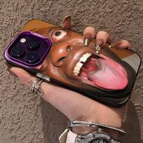 Negražus vyras Juokingas telefono dėklas IPhone 16 15 14 13 12 11 Pro Max 17 Plus Spalvingas dėklas iPhone 15 brown