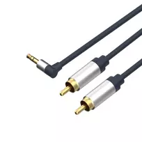 ShiverPeaks Flexline 3,5mm Stereo Jack to 2x RCA Audio Cable, Angled Connector, 0,75m, Black