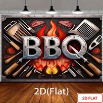 2D Barbekiu vakarėlio fonas, Vintažiniai BBQ kepsninės įrankiai Raudonos ugnies kepsnio fono vėliava vasaros vakarėliui 59x51.1inch/150*130cm
