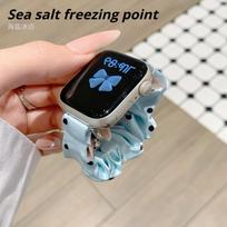 Stretchy Scrunchie WristBand for Apple Watch Series11 46mm Strap Women's Polka Dot Yarn-style Sweet  Scrunchie for iWatch10/8/7 38/41mm 42mm 44mm 45mm Ultra1/2/3 49mm mėlyna