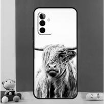 Mielas Škotijos galvijas dėklas, skirtas Samsung Galaxy A56 A52 A53 A16 A26 A36 A55 A35 A15 A32 A12 A33 A13 A14 A34 A54 A17 For Samsung A17 white