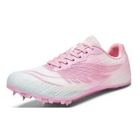 Professional Track And Field Spikes For Women Pink Gradient Wing Design Sprint Shoes Lightweight Breathable Athletic Training 39